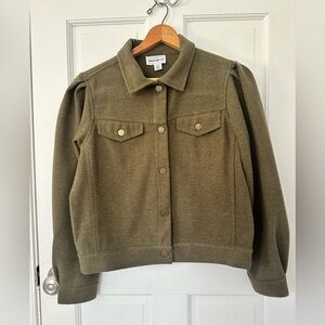 For The Republic Olive Green Button-Front Jacket